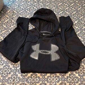Under Armour Men’s Large Pullover Hooded Sweatshirt Black Coldgear